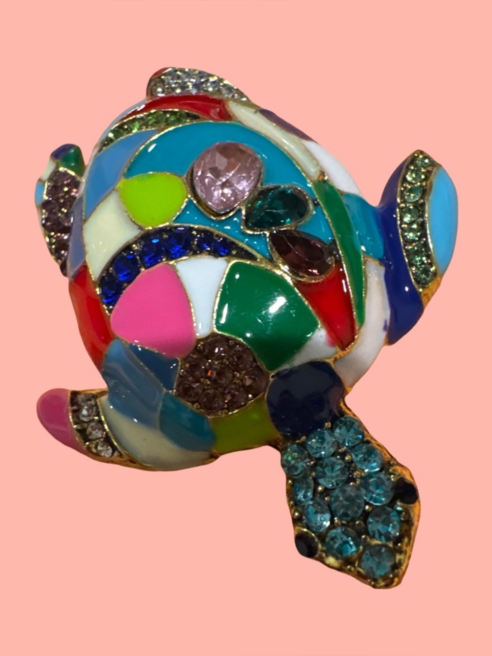 Colorful Multicolor Turtle Brooch Pin